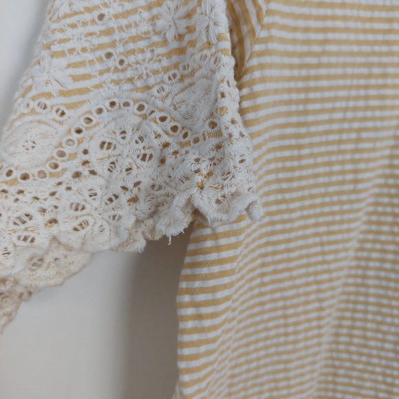 World Market Seersucker Embroidered Crochet Lace Trim Top, S/M - Picture 7 of 11